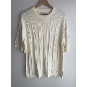 Pronto Uomo Cable-Knit Short-Sleeve Sweater